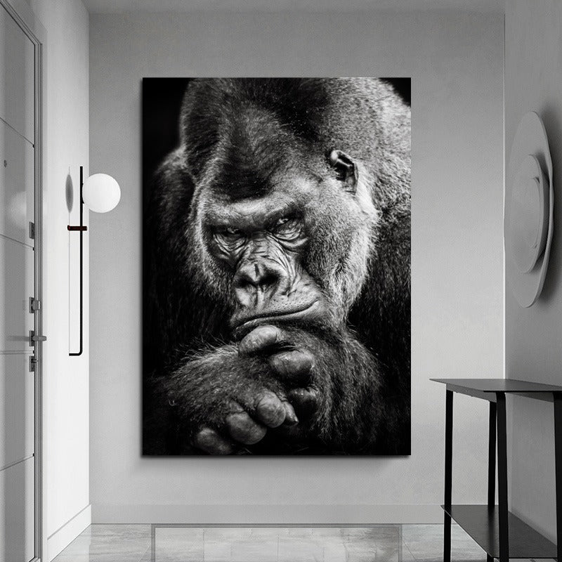 Tableau gorille noir et blanc décoration murale