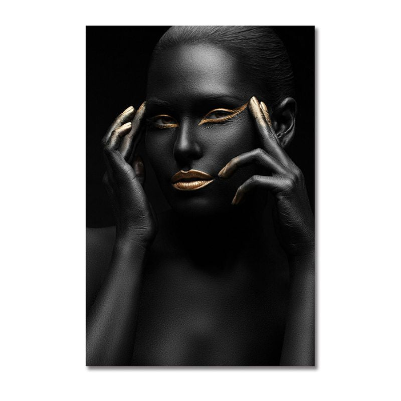 Black and Gold Woman Canvas Print