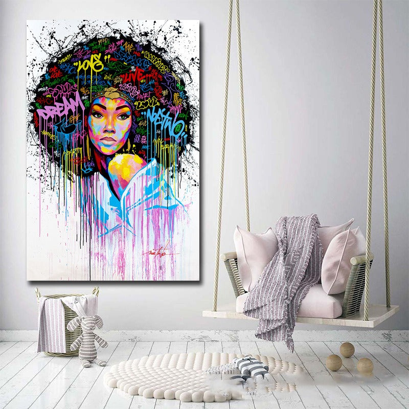 Afro woman wall art