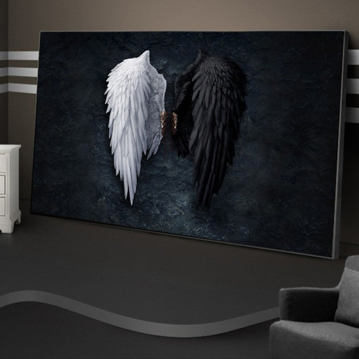 Black and White Angel Wing Canvas Print