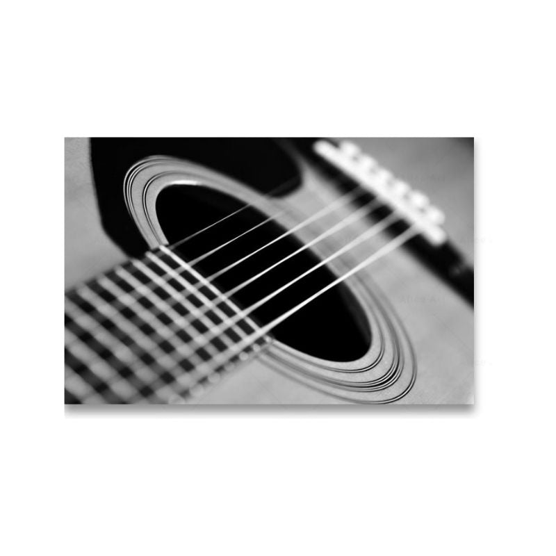 Black and White Guitar Wall Art Canvas Print