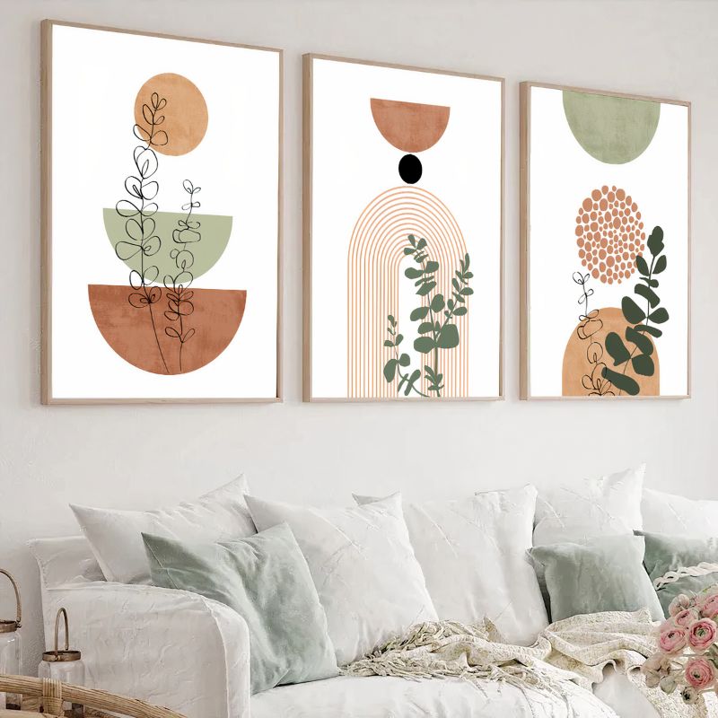 Boho Terracotta Geometric Set of 3 Canvas Print