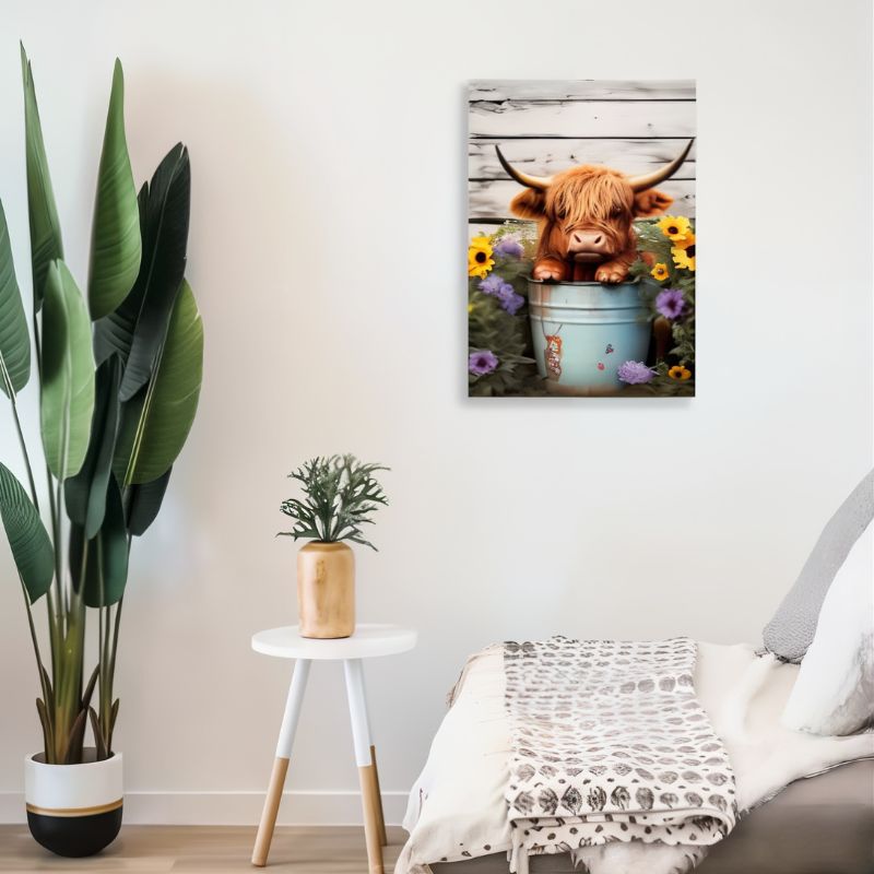 Cute Baby Highland Cow Wall Art Canvas Print