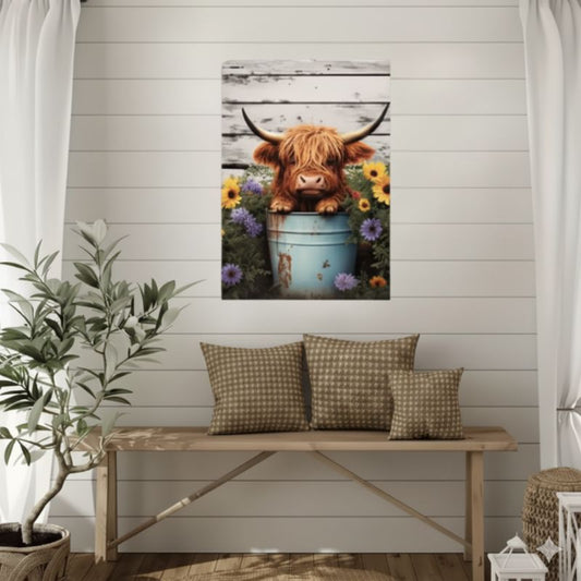 Cute Baby Highland Cow Wall Art Canvas Print
