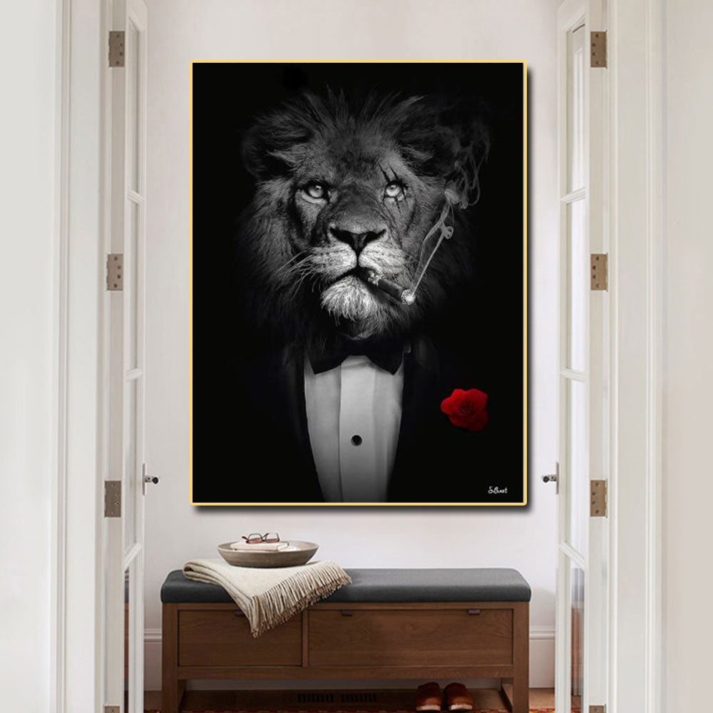 Tableau Lion en Costume déco murale