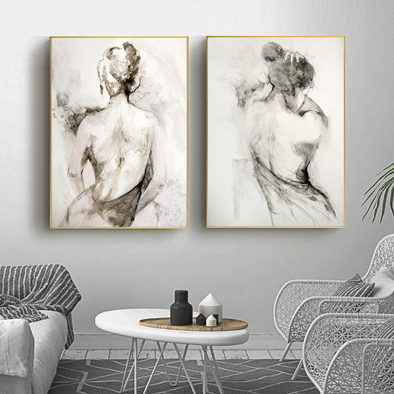 Black and White Woman Back View Canvas Print