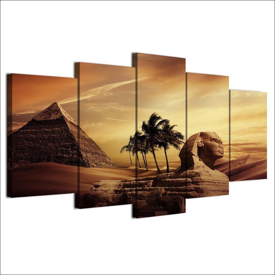 Egyptian Desert Scene with Pyramids Canvas Print