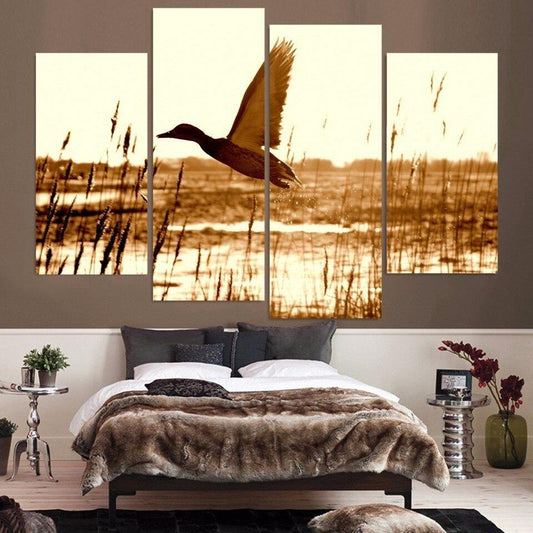Four Panel Migratory Duck Canvas Print