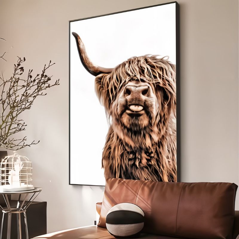 Funny Highland Cow Wall Art Canvas Print