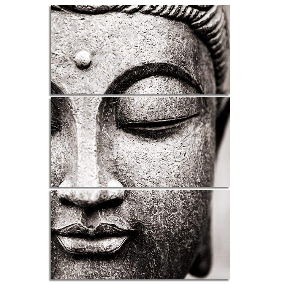 Grey Buddha canvas print - Set of 3