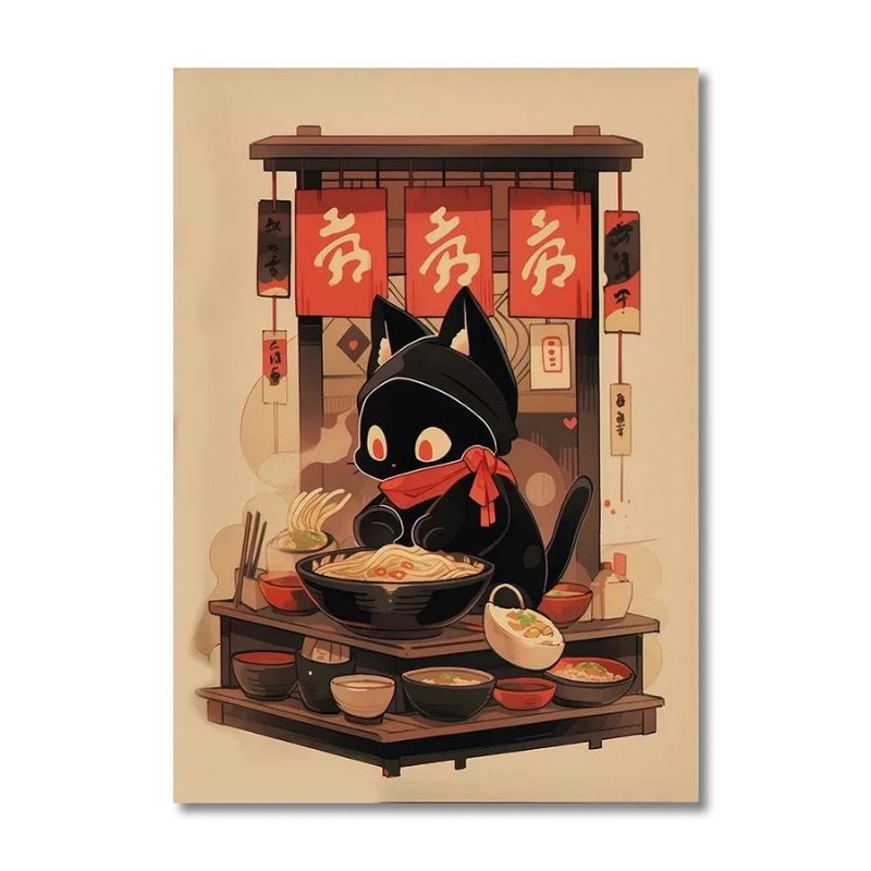 Japanese Cat Wall Art Canvas Print