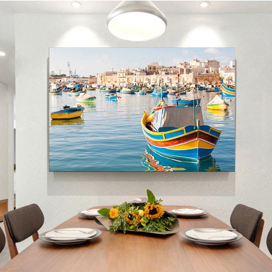 Malta Island Boats Wall Art Canvas Print