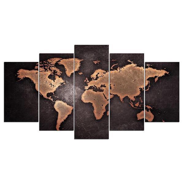 Metal World Map Canvas Print