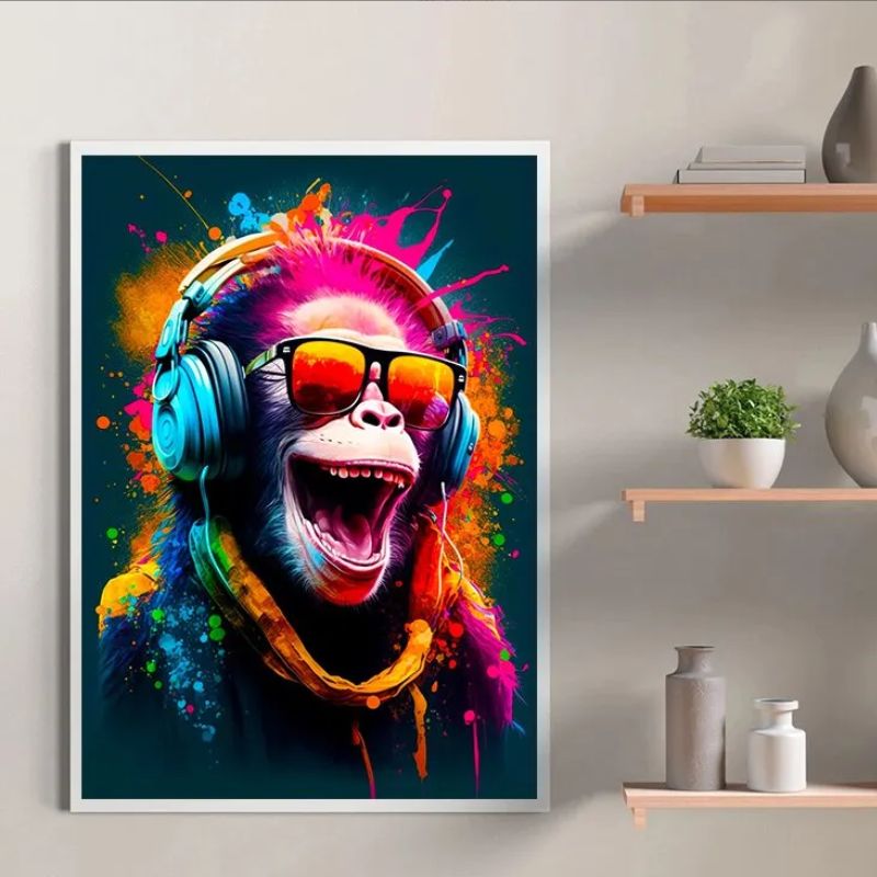 Monkey Dj Wall Art Canvas Print
