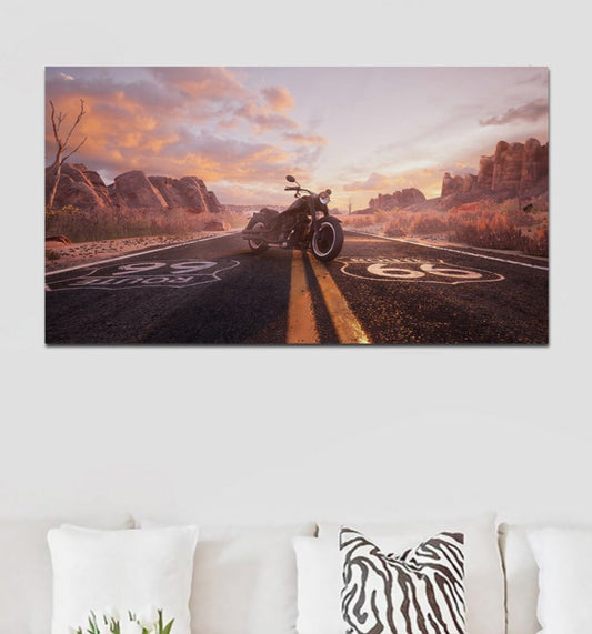 Motorbike on Route 66 Canvas Print