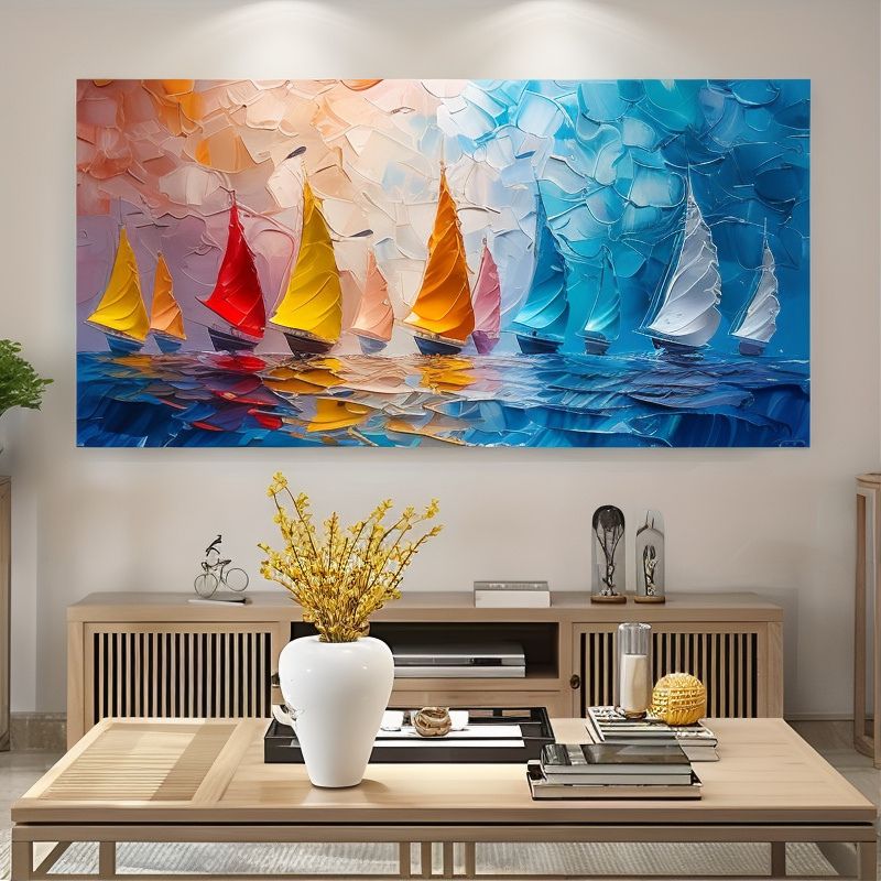 Painting of Colourful Sailboats