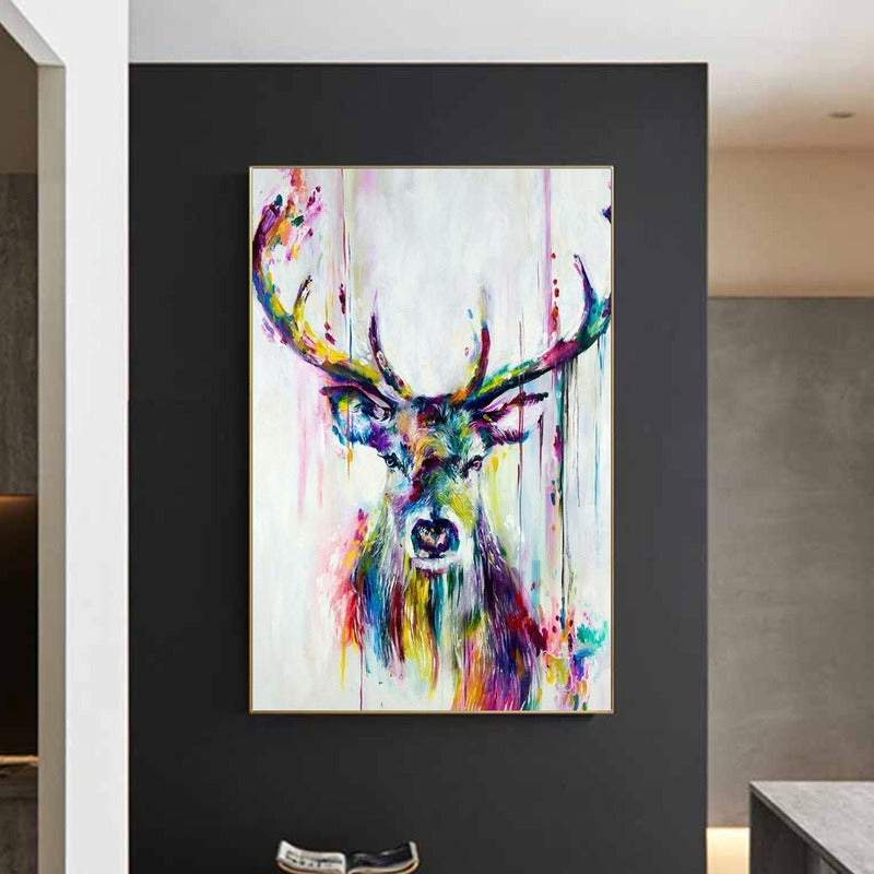Stag Painting Wall Art Canvas Print