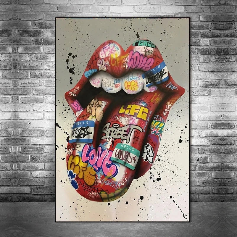 Street Art Mouth Wall Art Canvas Print