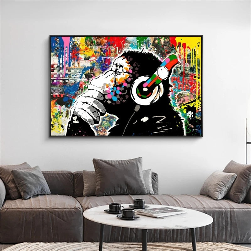 The Street Art Monkey Wall Art Canvas Print