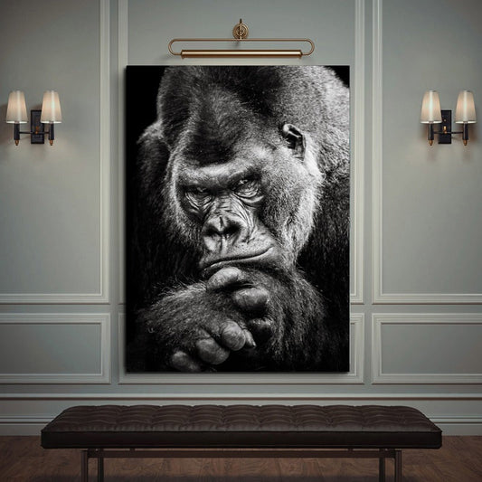Tableau gorille noir et blanc