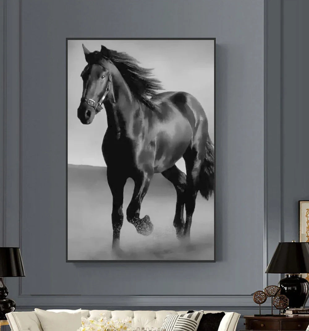 Black Horse Wall Art Canvas Print
