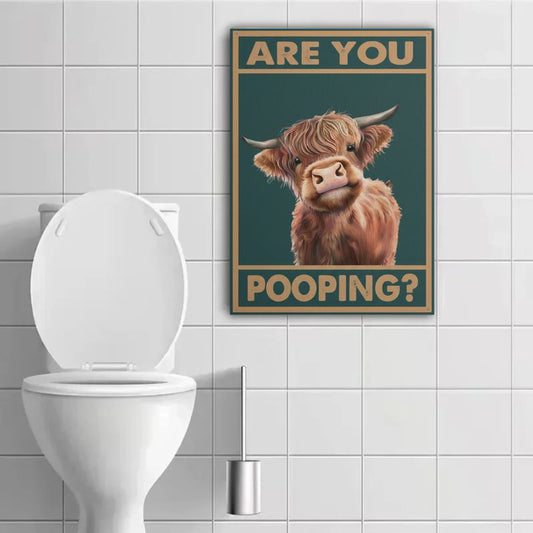Funny toilet Highland Cow Wall Art Canvas Print