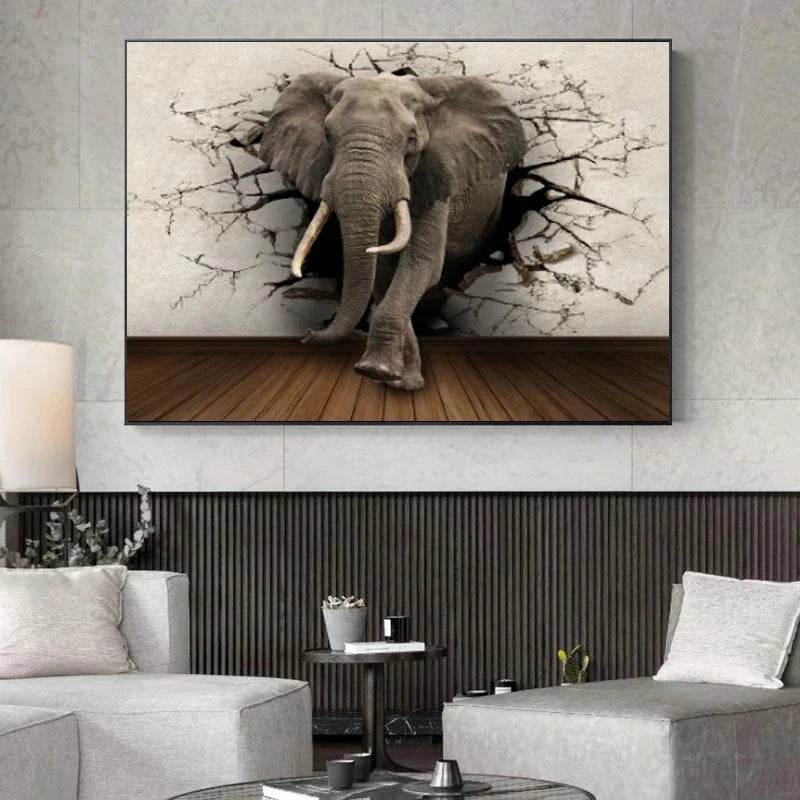 Tableau toile éléphant 3 dimensions