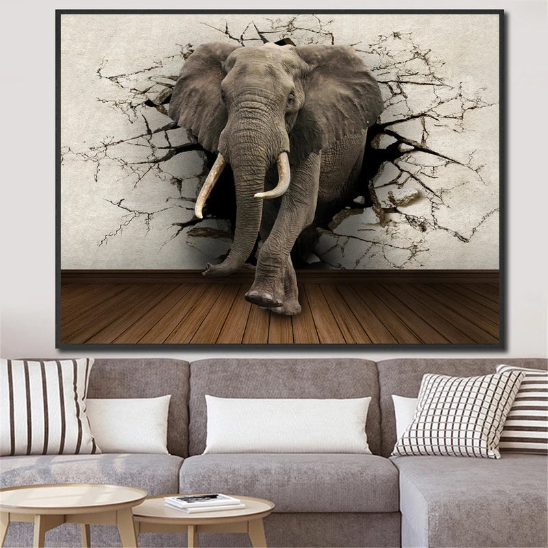3D Elephant Canvas print - Wall Art Corner