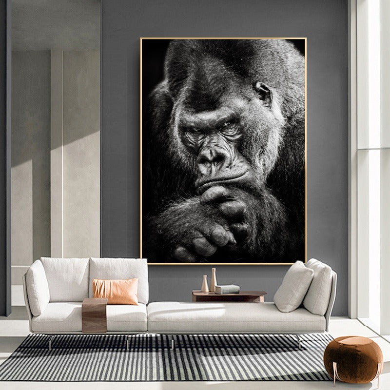 Tableau gorille noir et blanc toile
