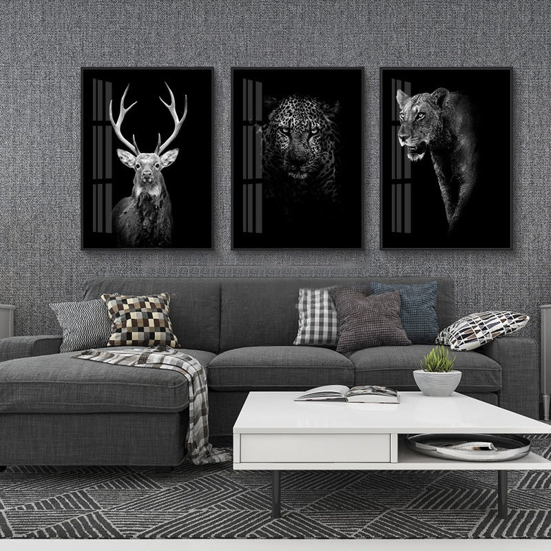Black and White Stag Canvas Print