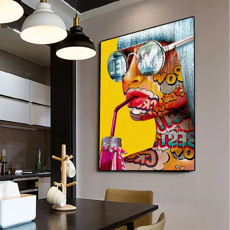 Tableau visage femme pop art toile