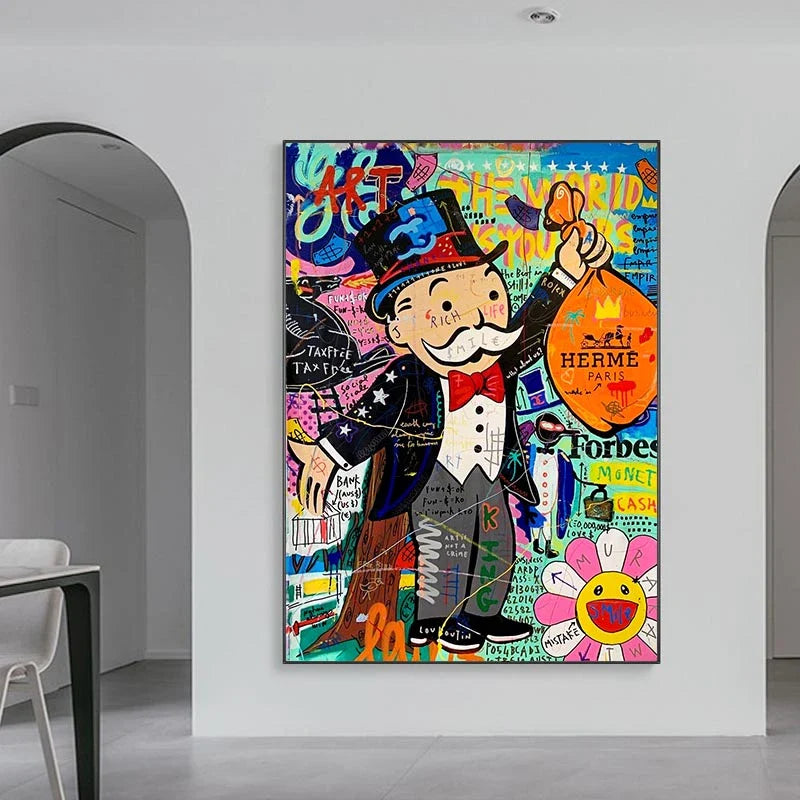 tableau street art monopoly déco murale