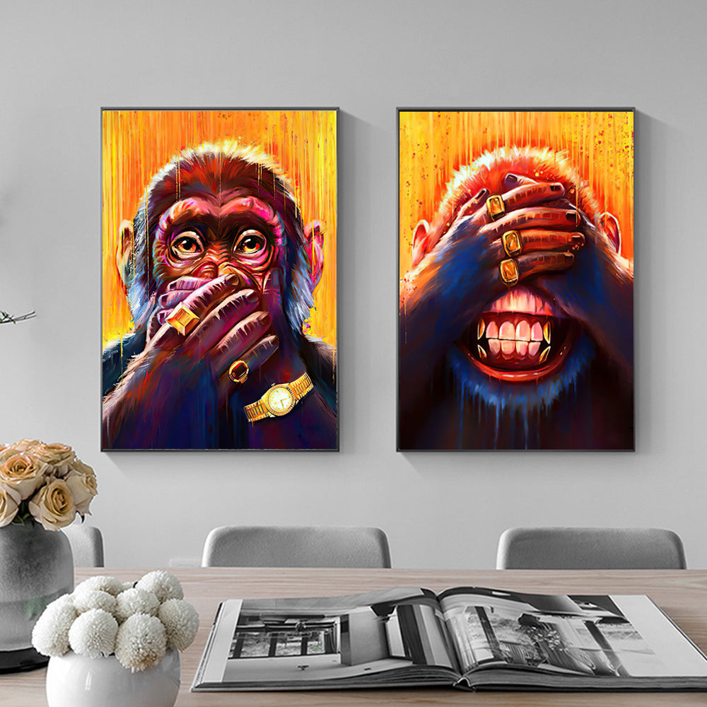 Modern Monkey Wall Art Canvas Print