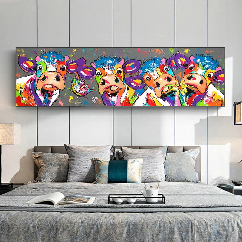 Tableau vache colorée toile