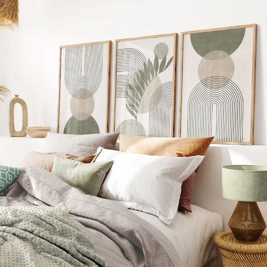 TriptyqueGeometriqueMinimalisteVertetBlanc chambre