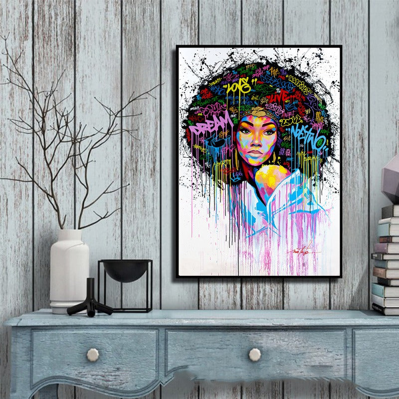 Afro woman wall art