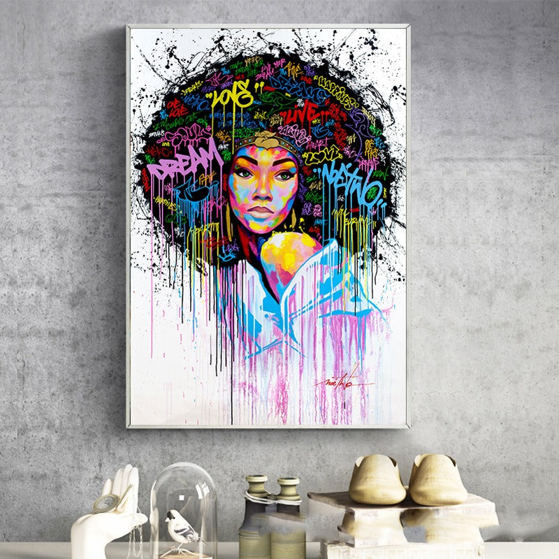 Afro woman wall art