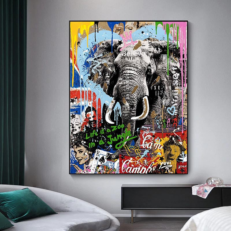Animals Street Art Wall Art Canvas Print