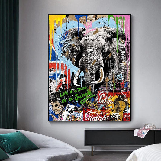 Animals Street Art Wall Art Canvas Print