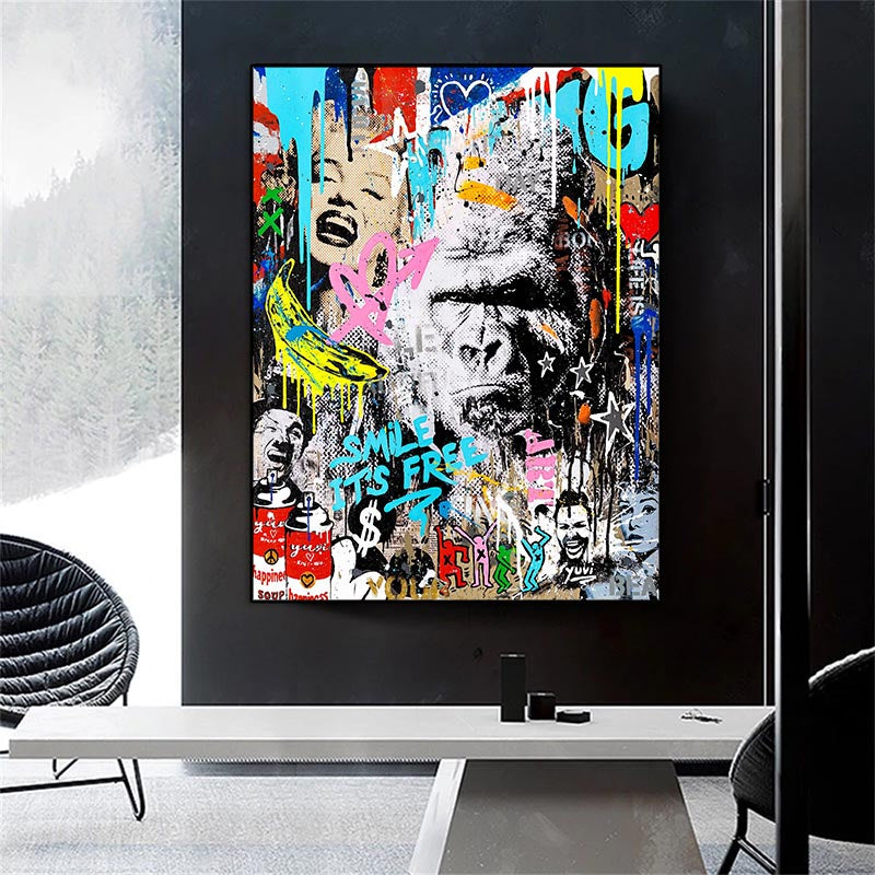 Animals Street Art Wall Art Canvas Print