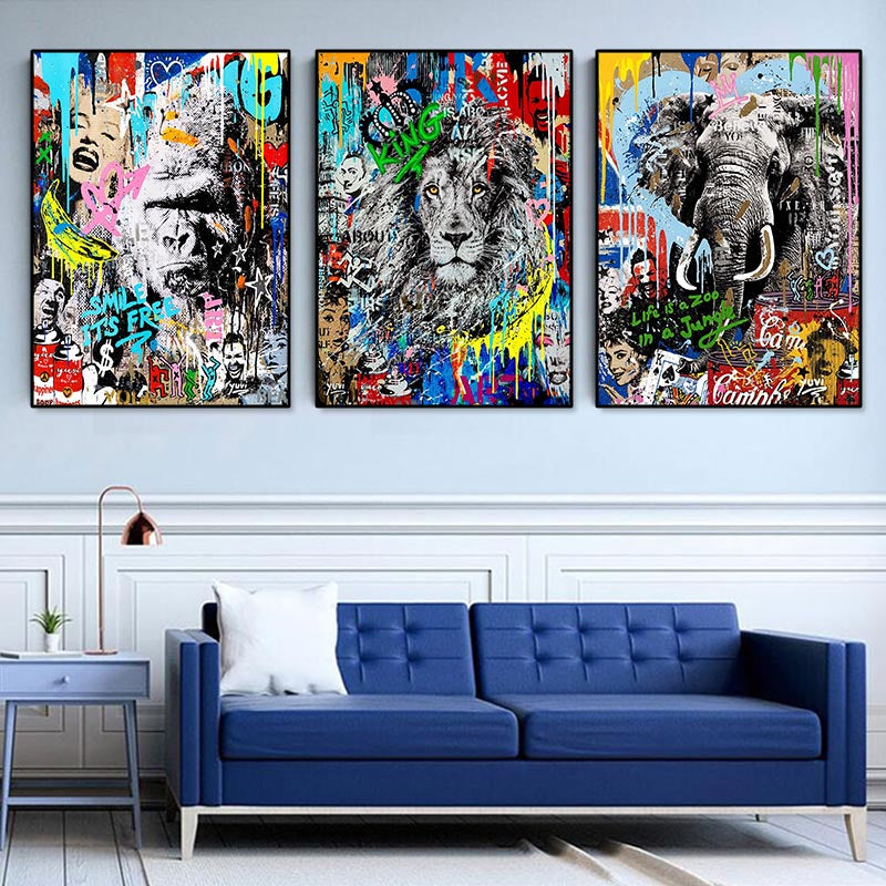 Animals Street Art Wall Art Canvas Print