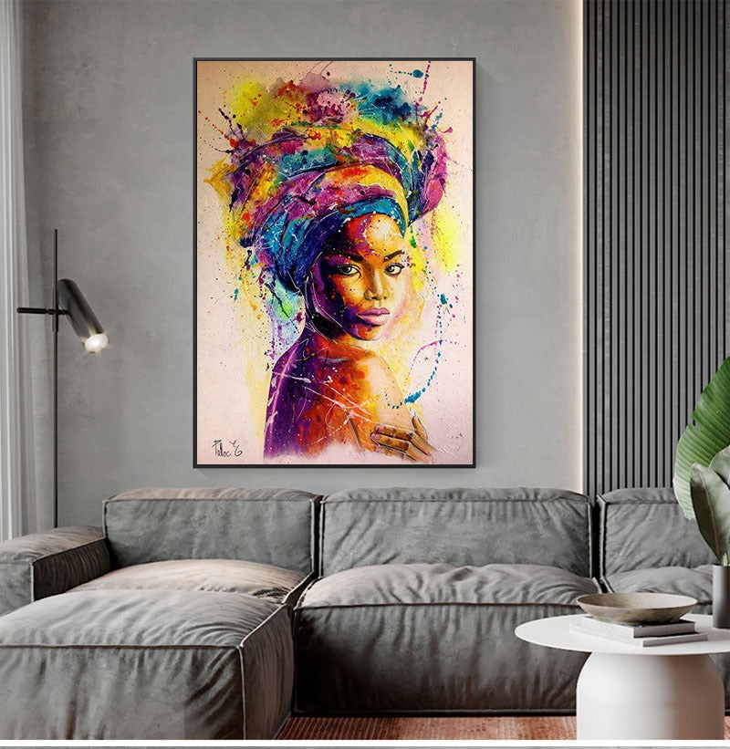 Multicoloured African Woman canvas print
