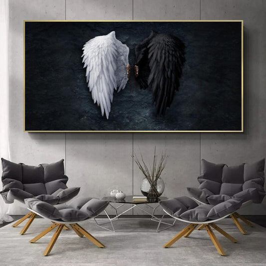 Black and White Angel Wing Canvas Print