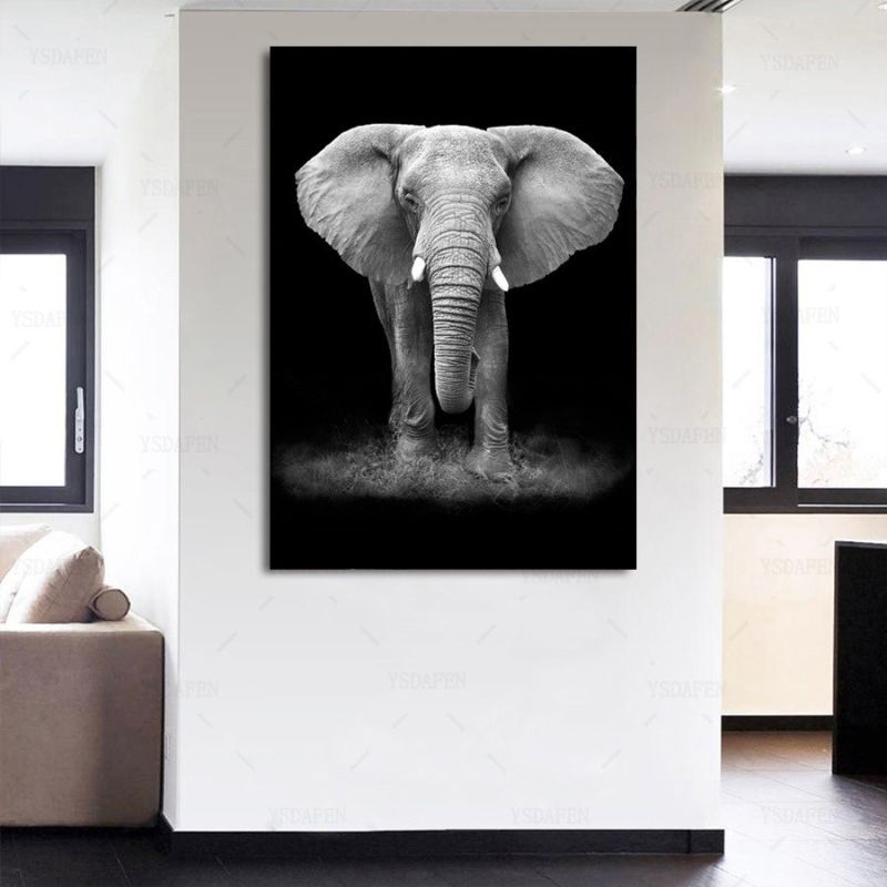 Black and White Elephant Canvas Print