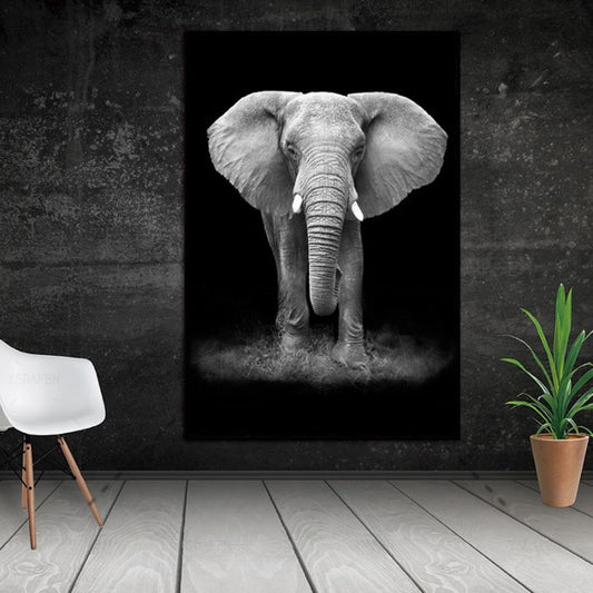 Black and White Elephant Canvas Print