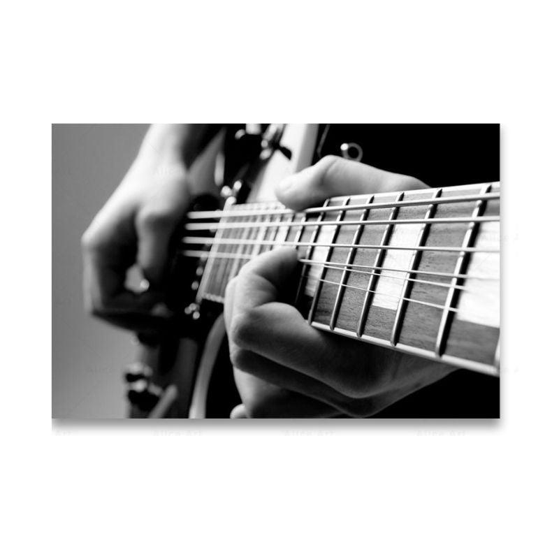 Black and White Guitar Wall Art Canvas Print