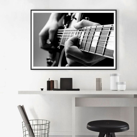 Black and White Guitar Wall Art Canvas Print