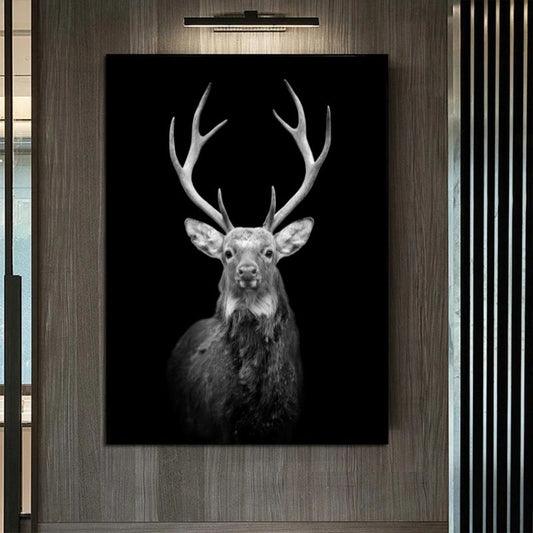 Black and White Stag Canvas Print