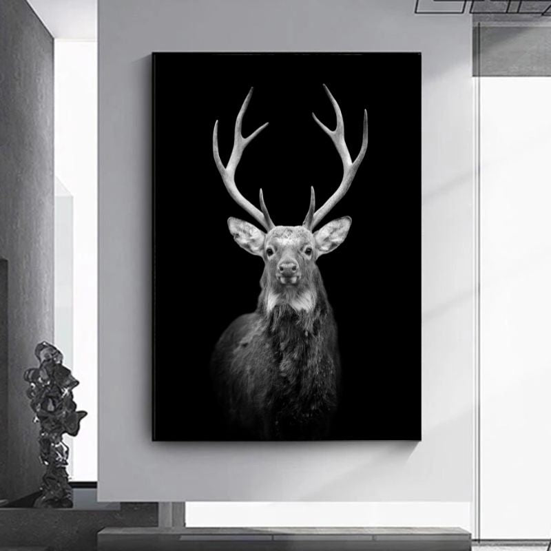 Black and White Stag Canvas Print