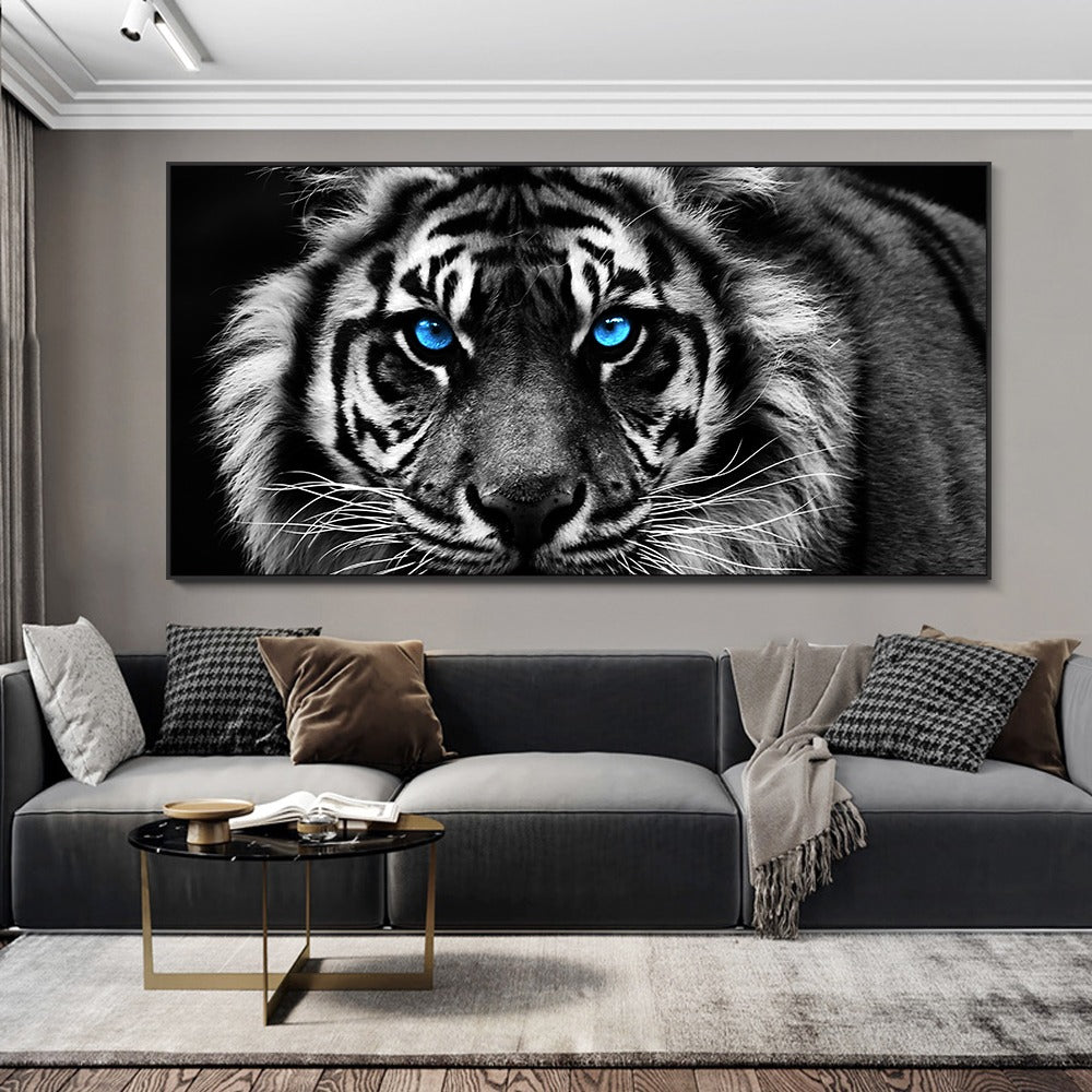 Black and White Tiger Wall Art Canvas Print